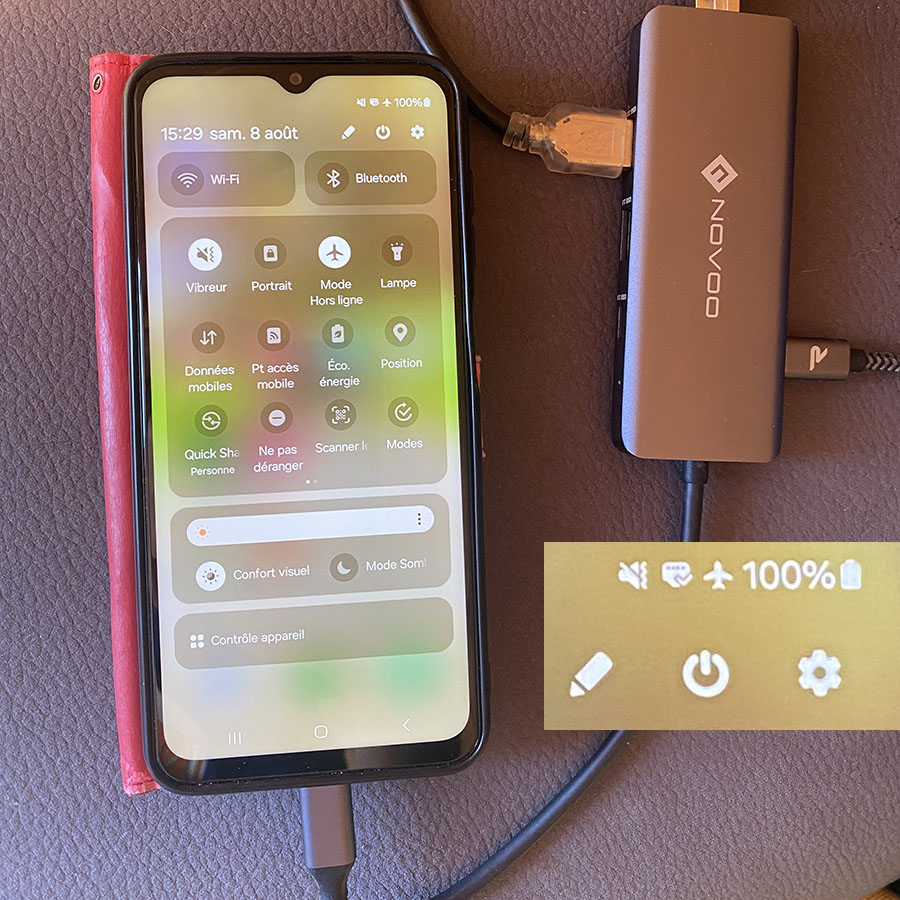 Samsung sans ondes sur internet en filaire sur Hub 8 ports USB-C Geotellurique